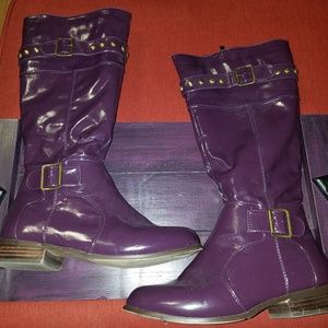 Purple Patent-Look Boots
